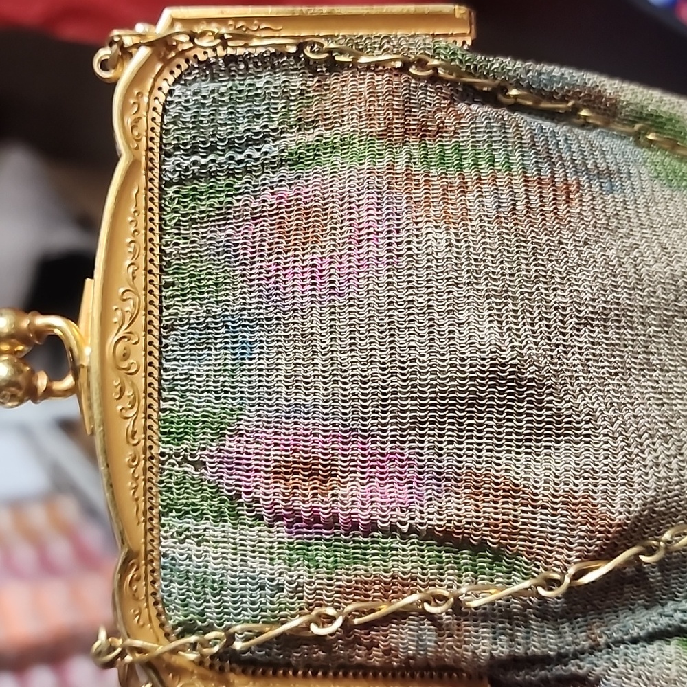 Whiting & Davis Dresden Mesh Evening Bag w/ Floral Motif Vintage - Picture 7 of 15